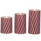 Northlight Set of 3 Flameless Glittered Candy Cane Stripes Flickering LED Christmas Wax Pillar Candles 6&#x22;